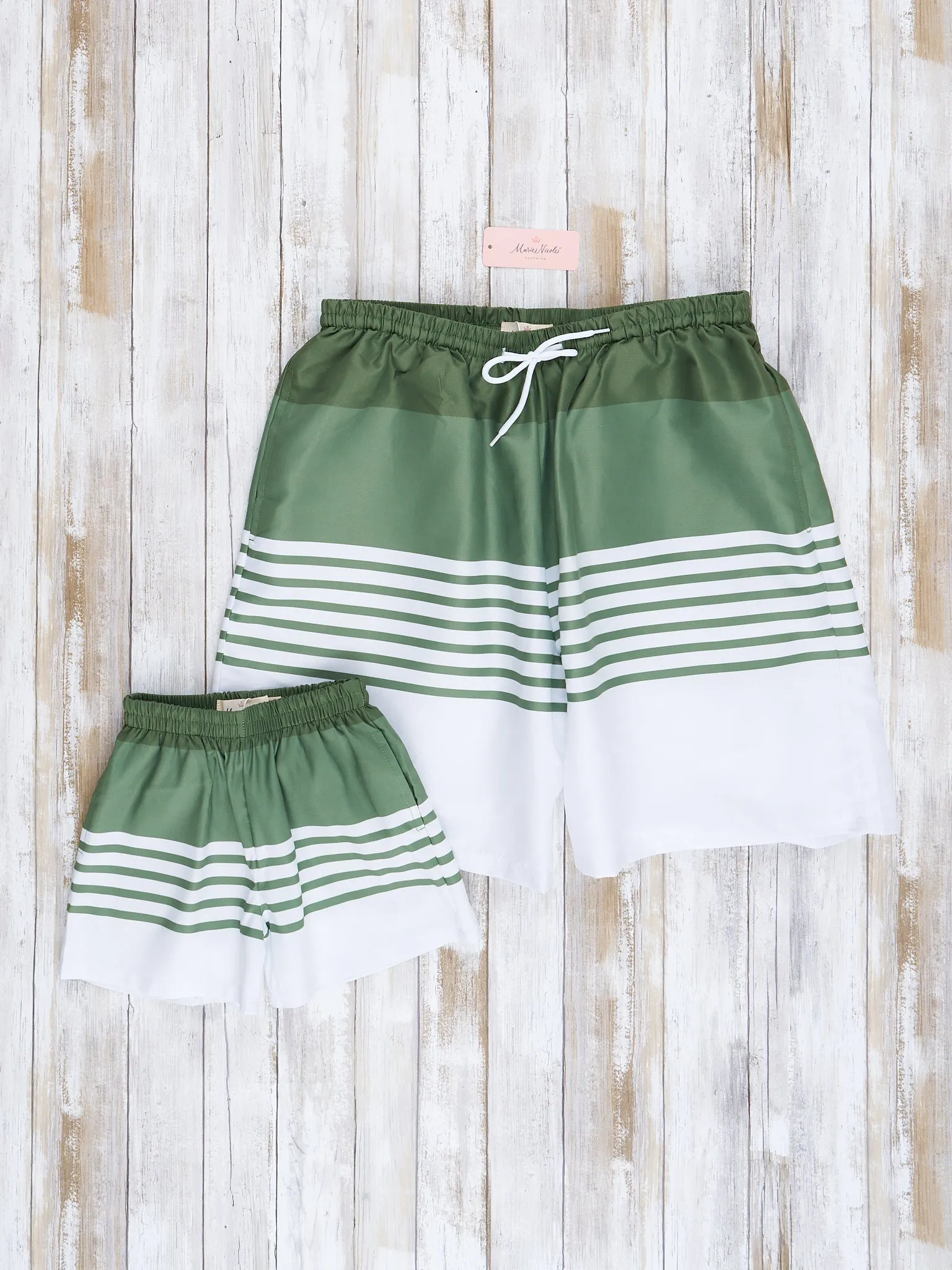 Family Green & White Stripes Swimsuit