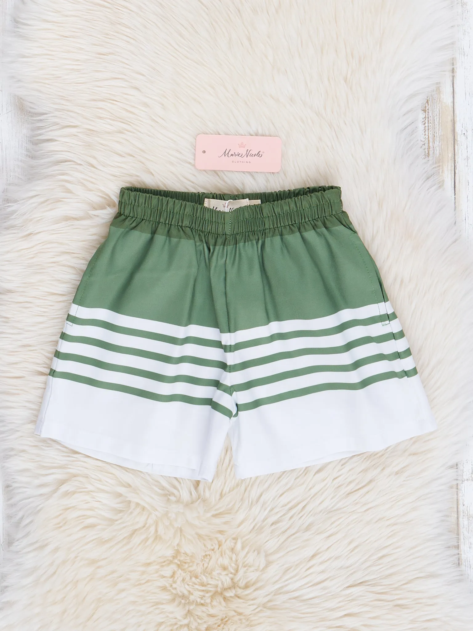 Family Green & White Stripes Swimsuit