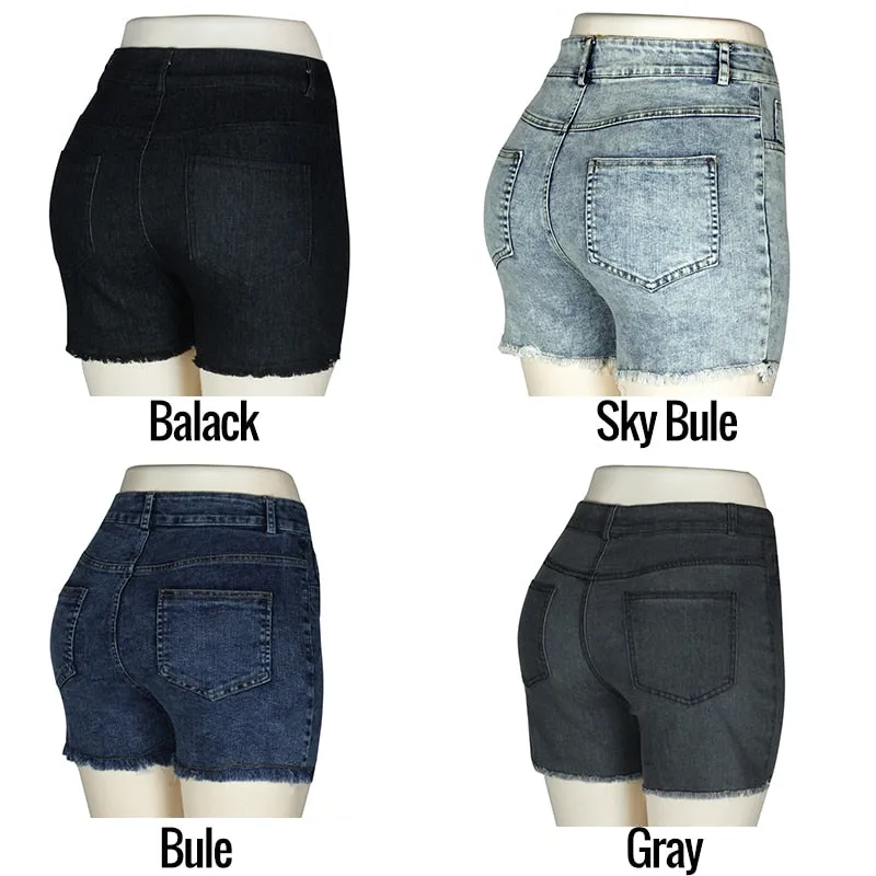 Fashion Women Summer High Waisted Denim Shorts Jeans Short New Femme Push Up Skinny Slim