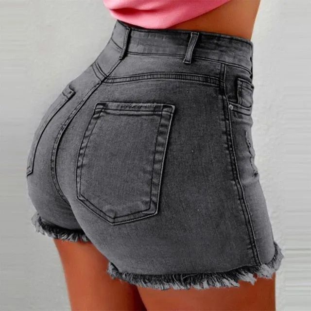 Fashion Women Summer High Waisted Denim Shorts Jeans Short New Femme Push Up Skinny Slim