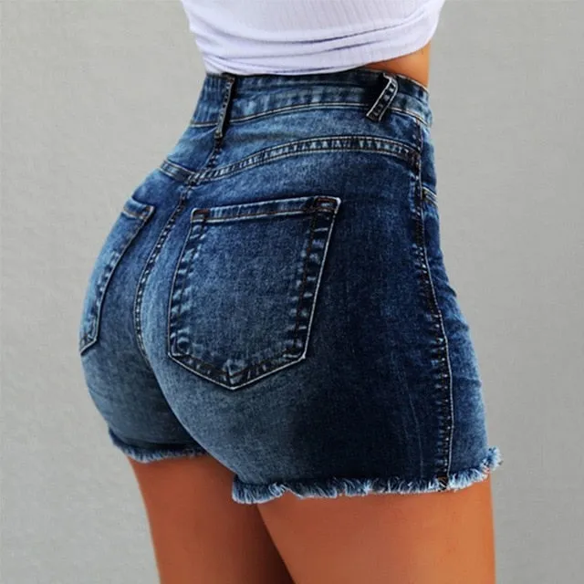 Fashion Women Summer High Waisted Denim Shorts Jeans Short New Femme Push Up Skinny Slim