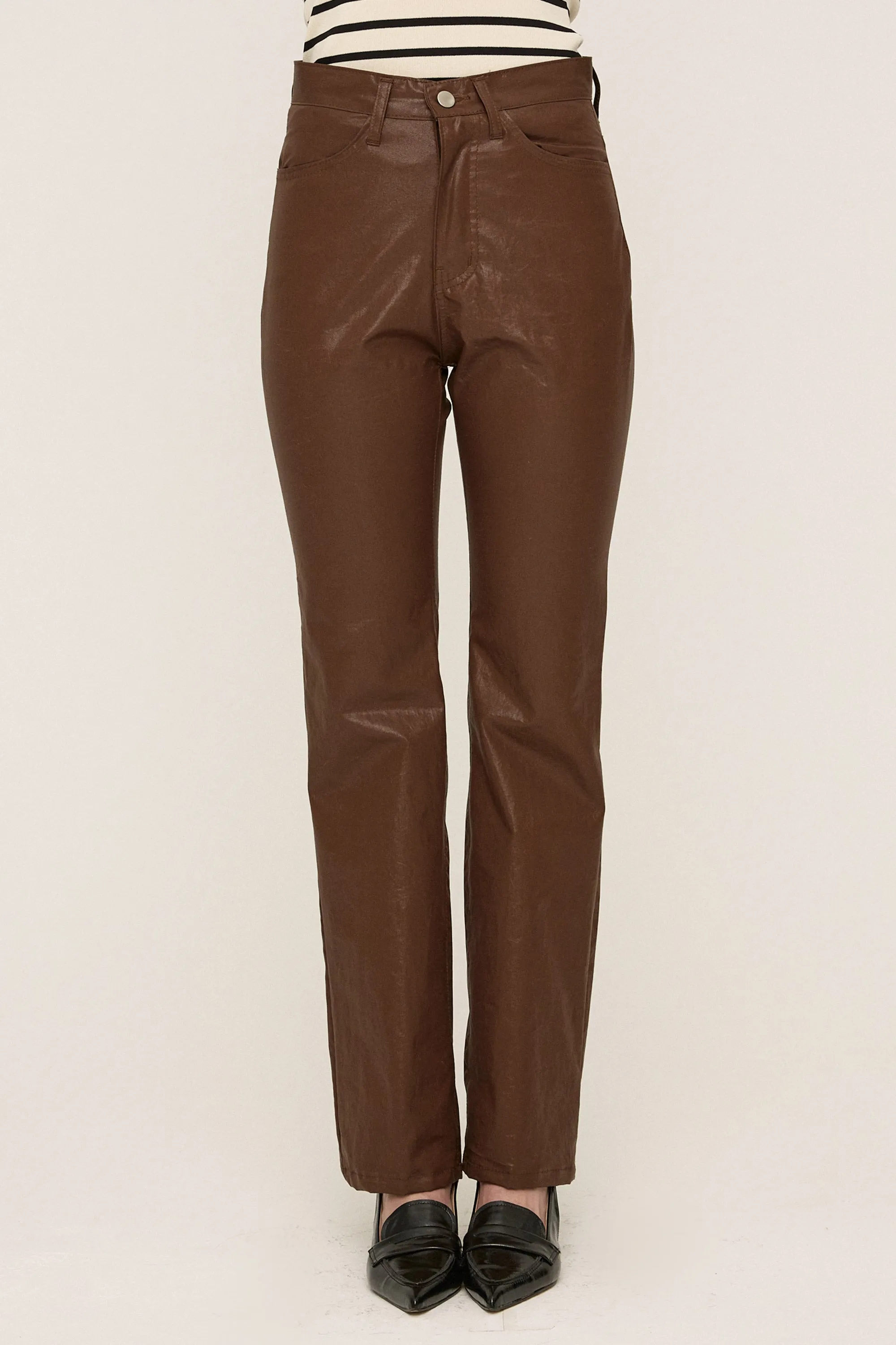 Freyja Coated Leather-like Pants