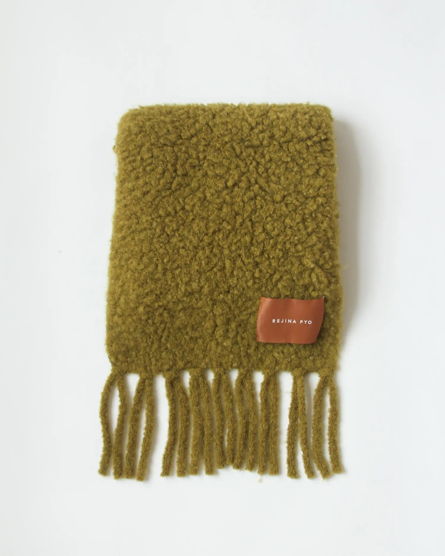 Fringe Scarf Bouclé Alpaca Green