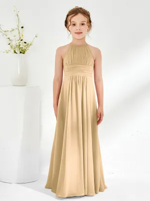 Halter Chiffon Junior Bridesmaid Dresses Champagne