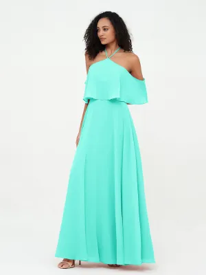 Halter Off the Shoulder Max Dresses with Pockets-Spa Plus Size