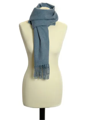 Herringbone Made In England Lambswool Fringe Scarf | Denim Blue