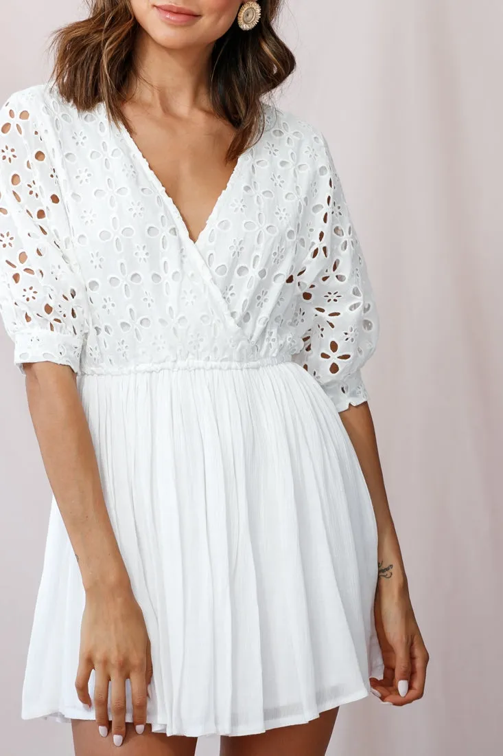 Indi Broderie Anglaise Swing Dress White