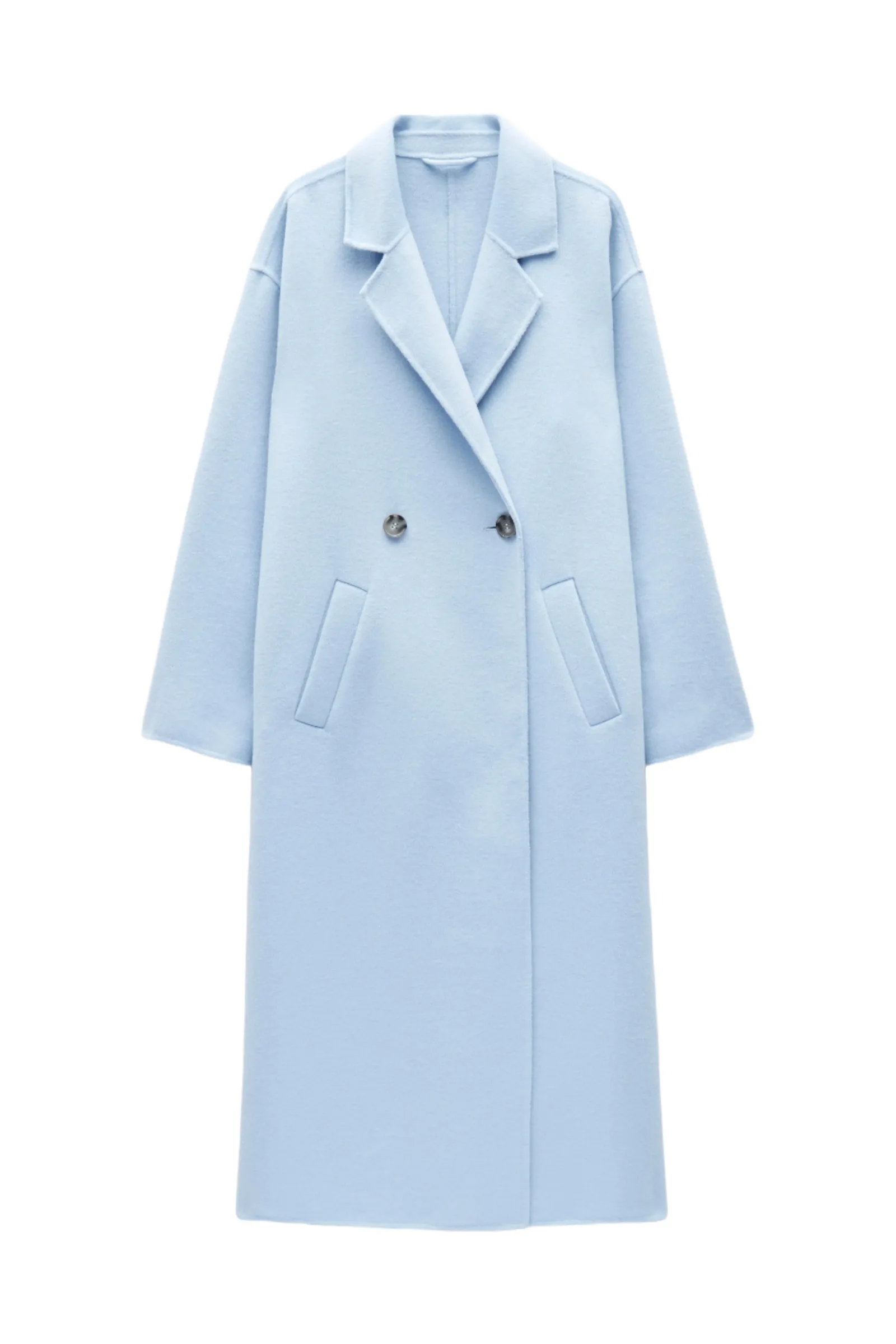 Iris Blue Relaxed Wool Blend Double Faced Coat