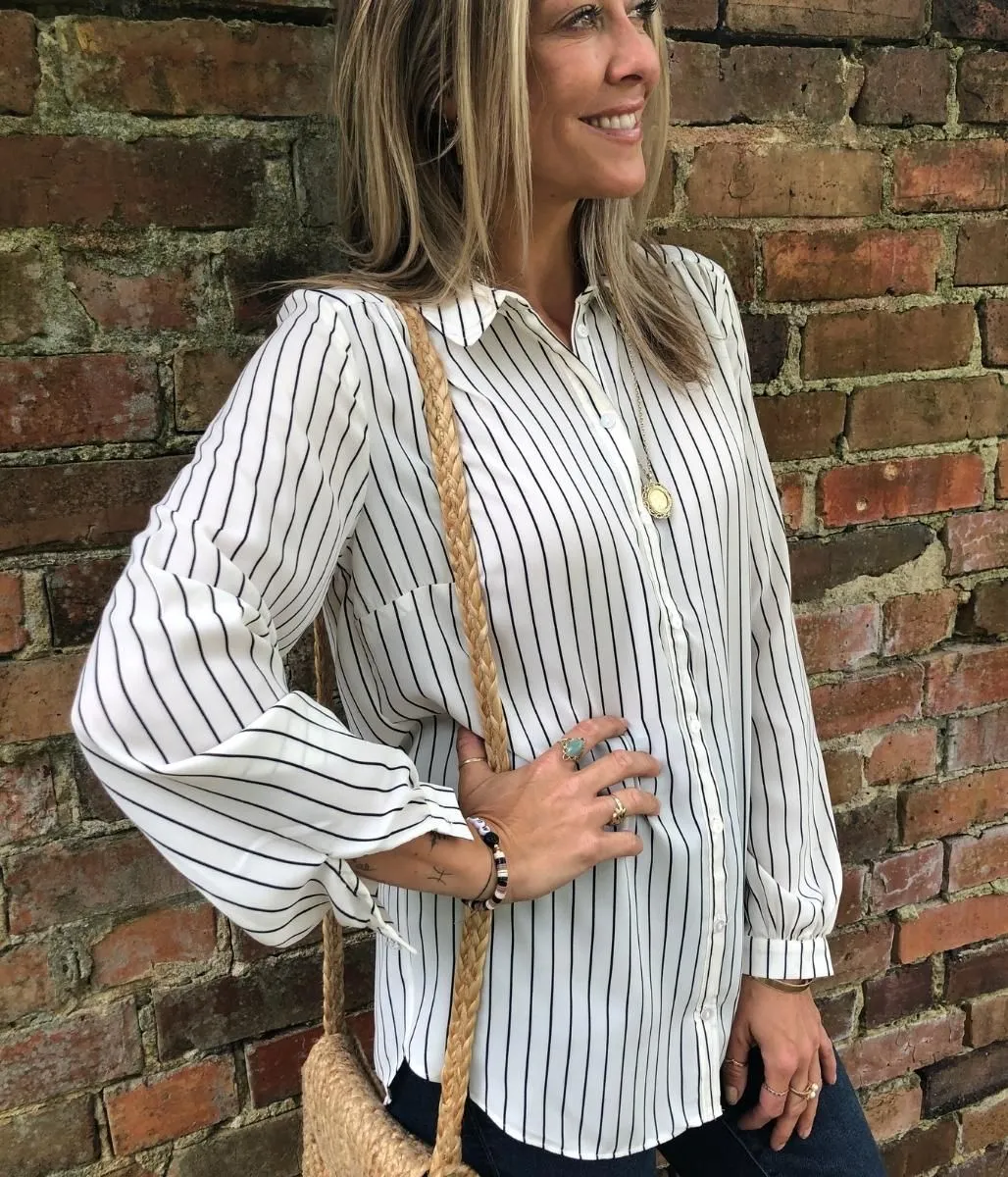 Ivory Pinstripe Blouse