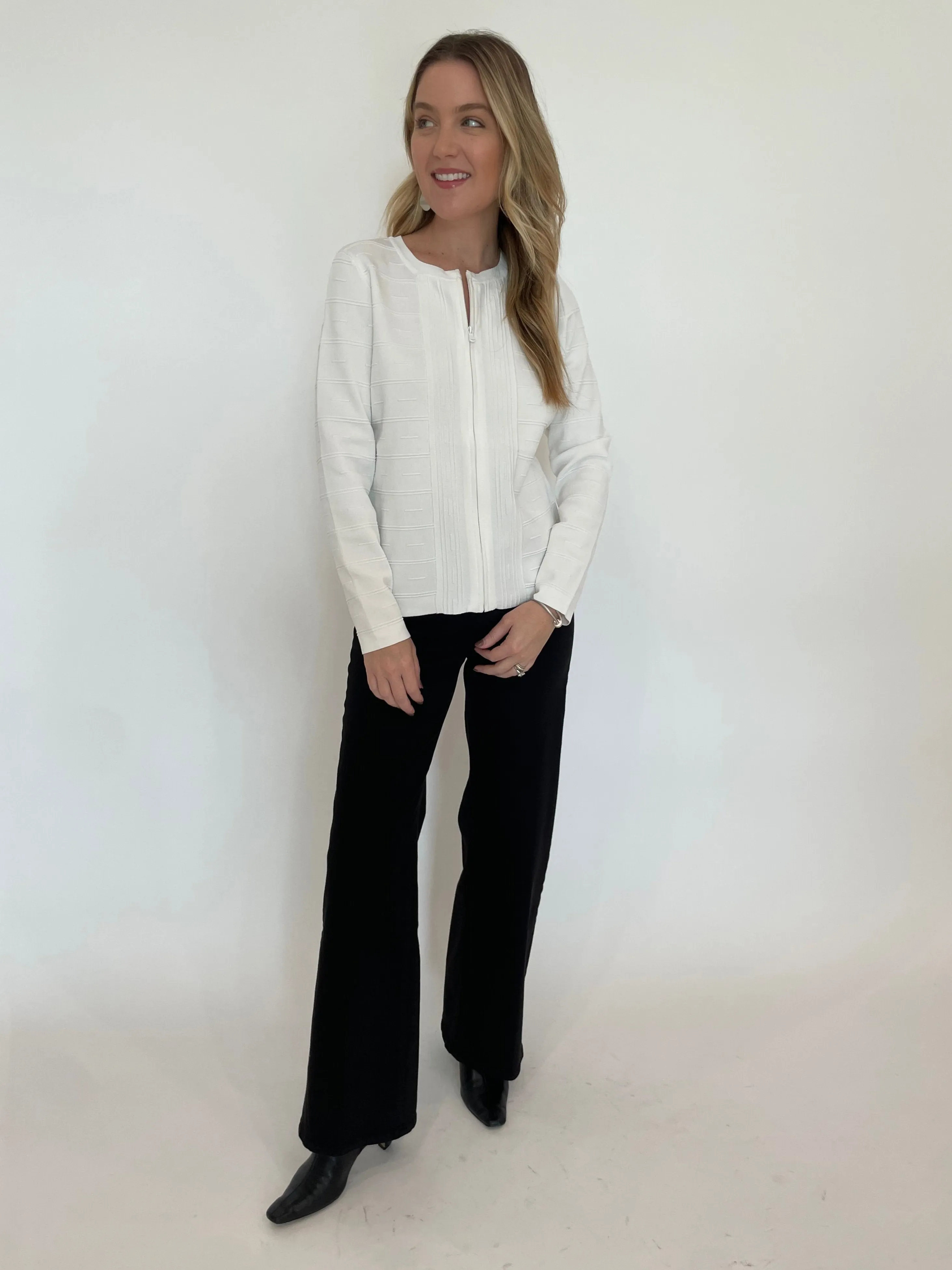 Juliet Zip-Front Knit Jacket - Ivory