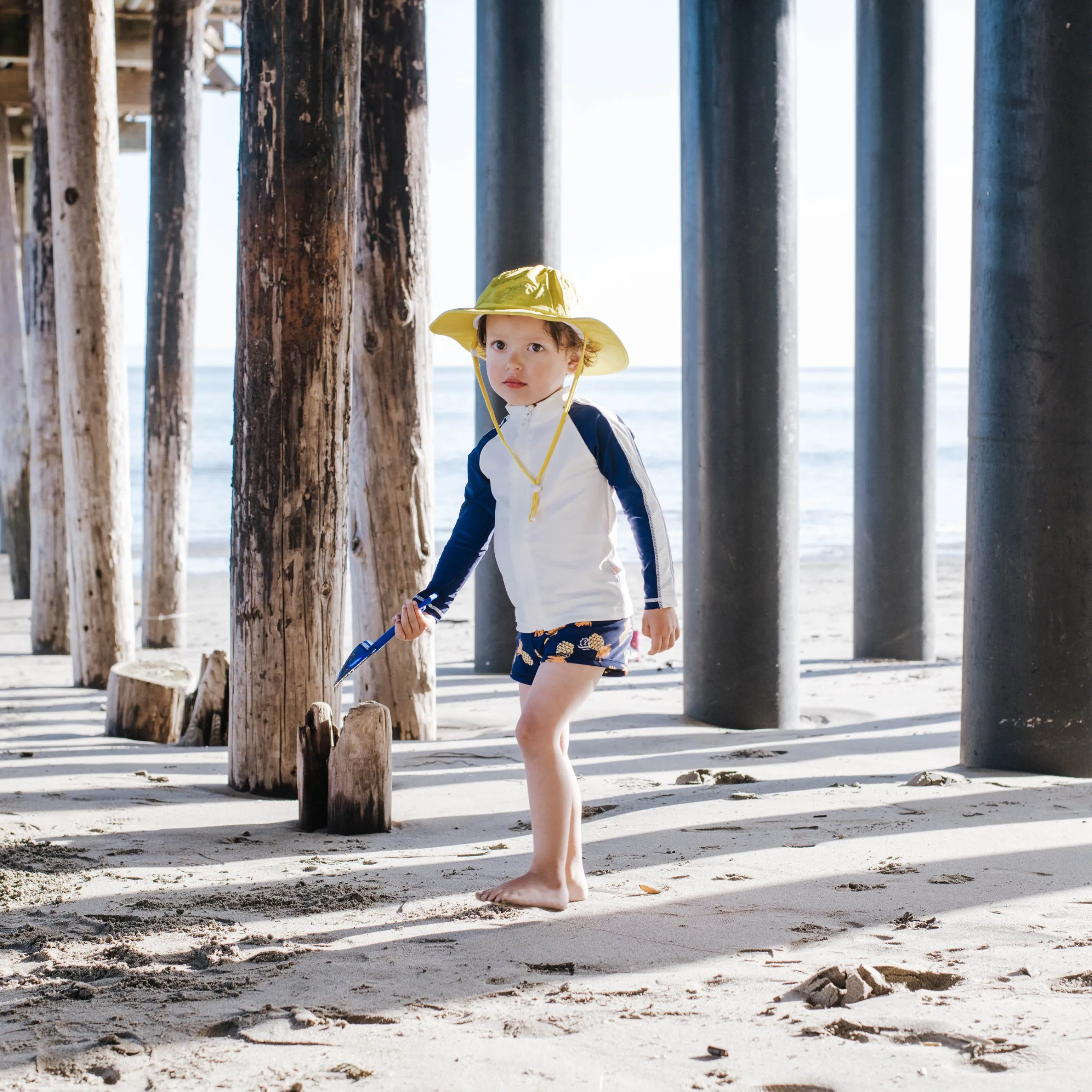 Kids Euro Shorties   Long Sleeve Rash Guard Set | "Pineapple Dreams"