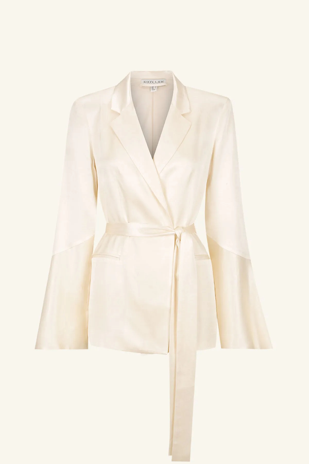 LA LUNE FLARED SLEEVE BELTED BLAZER - CREAM