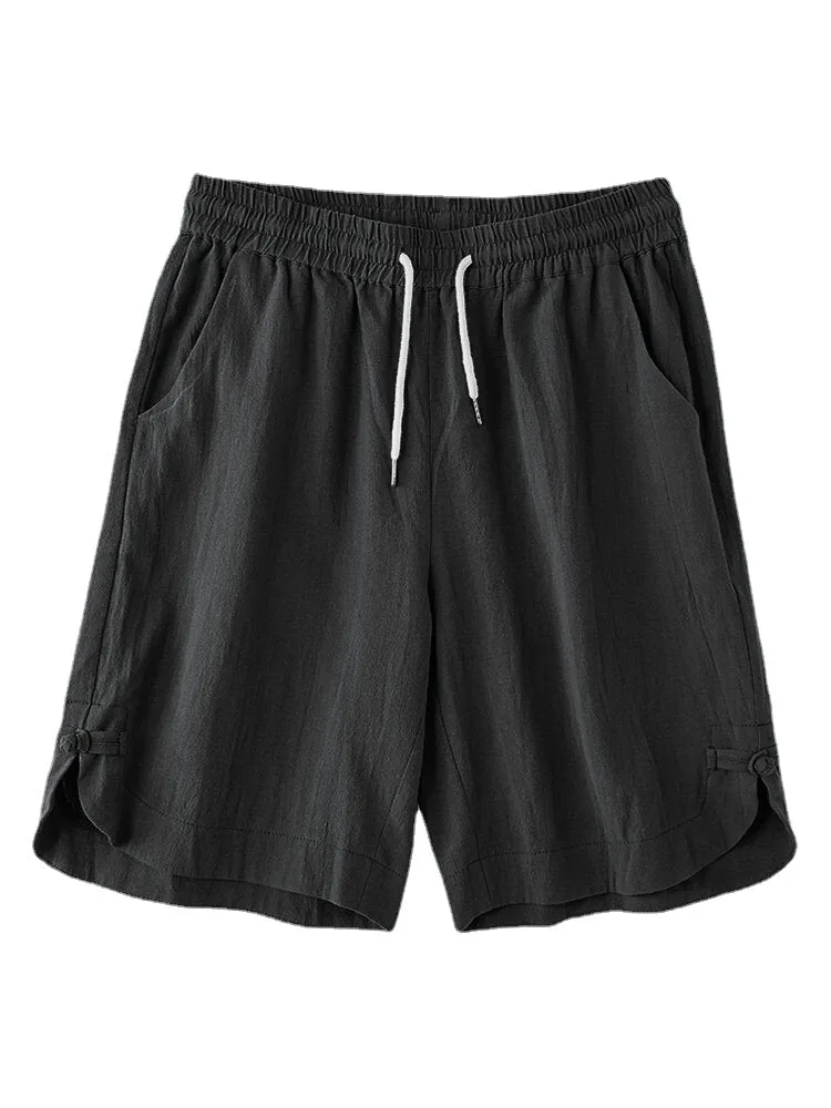 Mens 100% Cotton Drawstring Breathable Pocket Fit Comfy Casual Shorts