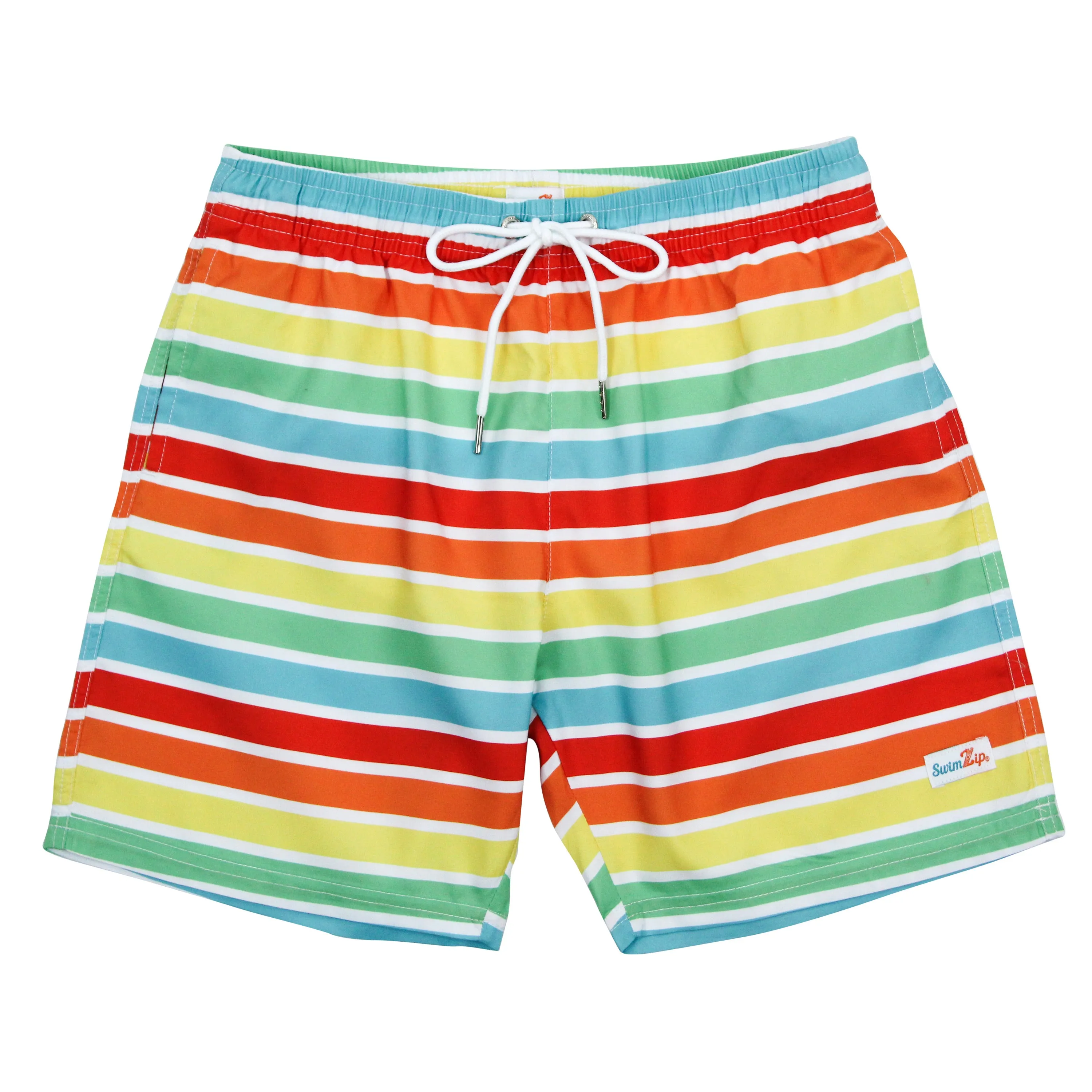 Men's 8" Swim Trunks Boxer Brief Liner | "Rainbow"