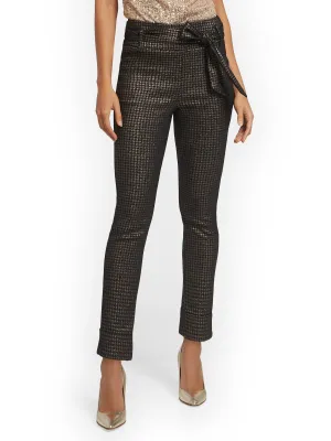 Metallic Houndstooth Pull-On Ankle Pant