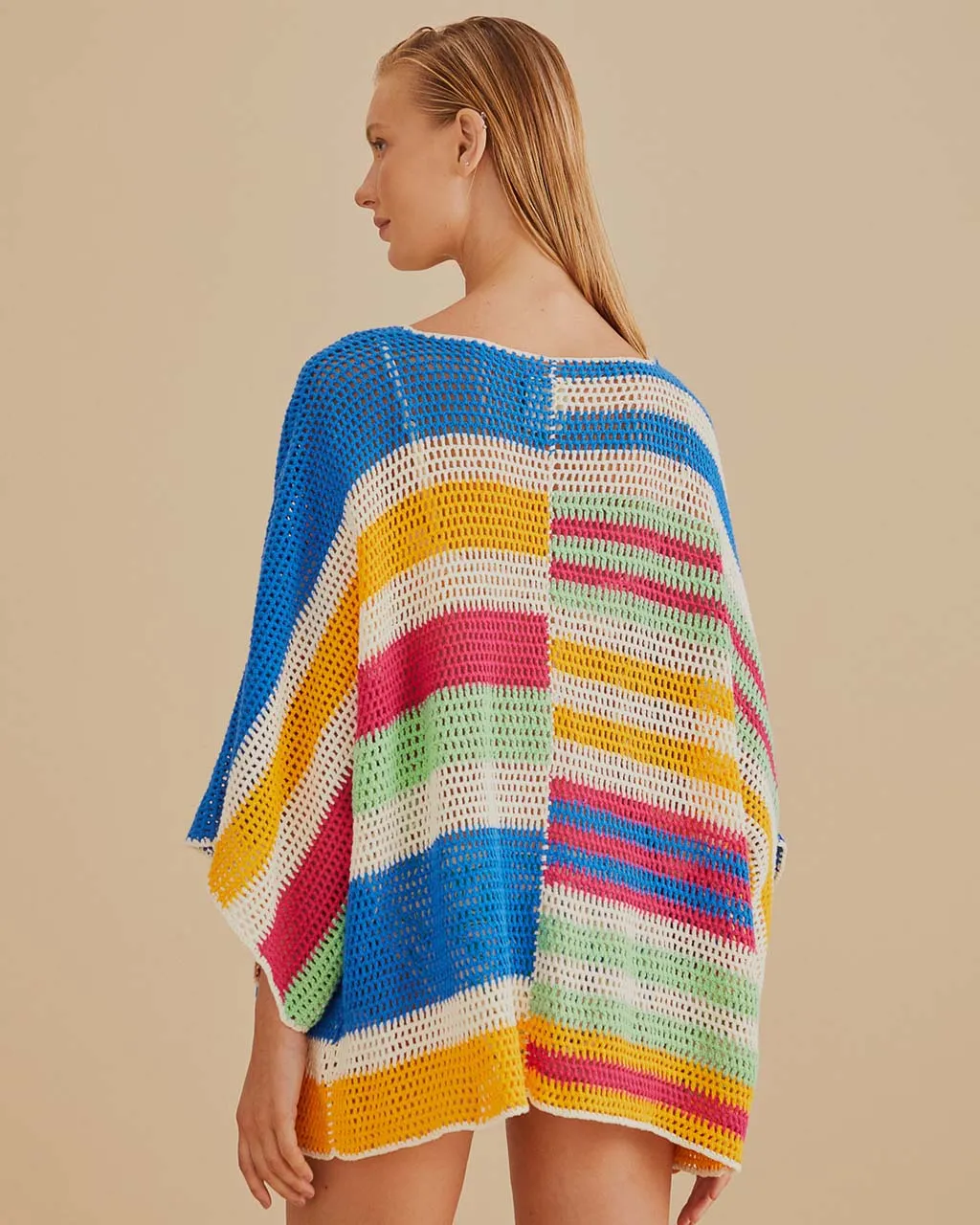 Mixed Stripes Crochet Kimono