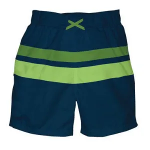 Mod Block Trunks w/Built-in Reusable Absorbent Swim Diaper-Navy & Green Block