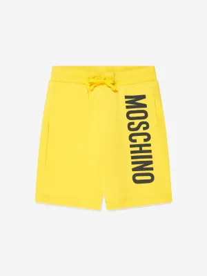 Moschino Boys Logo Print Shorts in Yellow