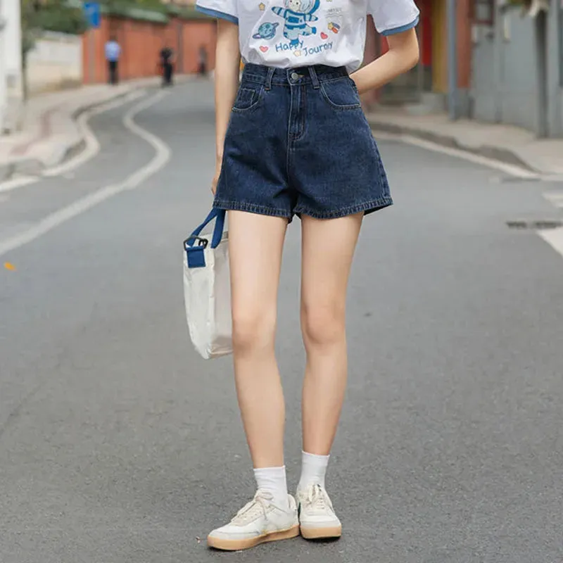 New Casual Korean Style Classic High Waist Jeans Streetwear Shorts