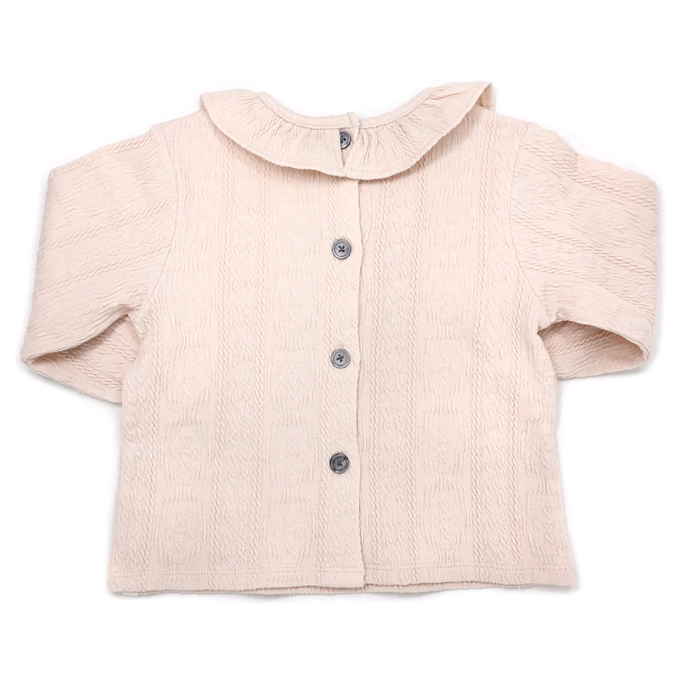 oh baby! Ruffle Collar Puckered Blouse - Natural