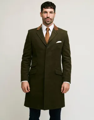 Olive Moleskin Covert Coat