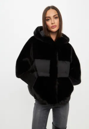 Oversized Faux Fur Jacket  - Black