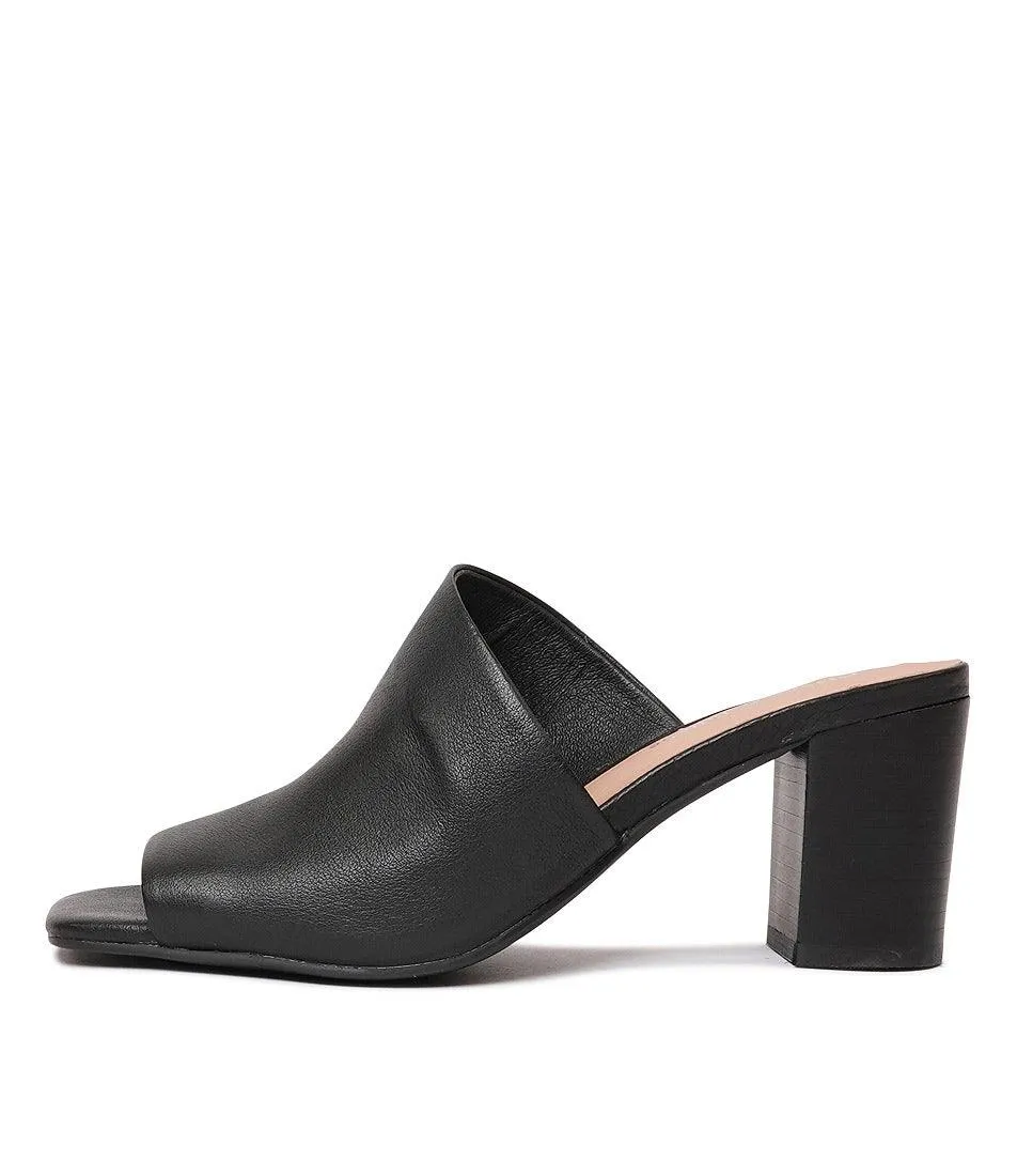 Padden Black Leather Heels