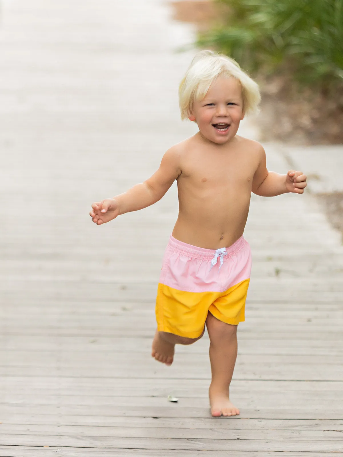 Pink Orange Geo Boys Trunks