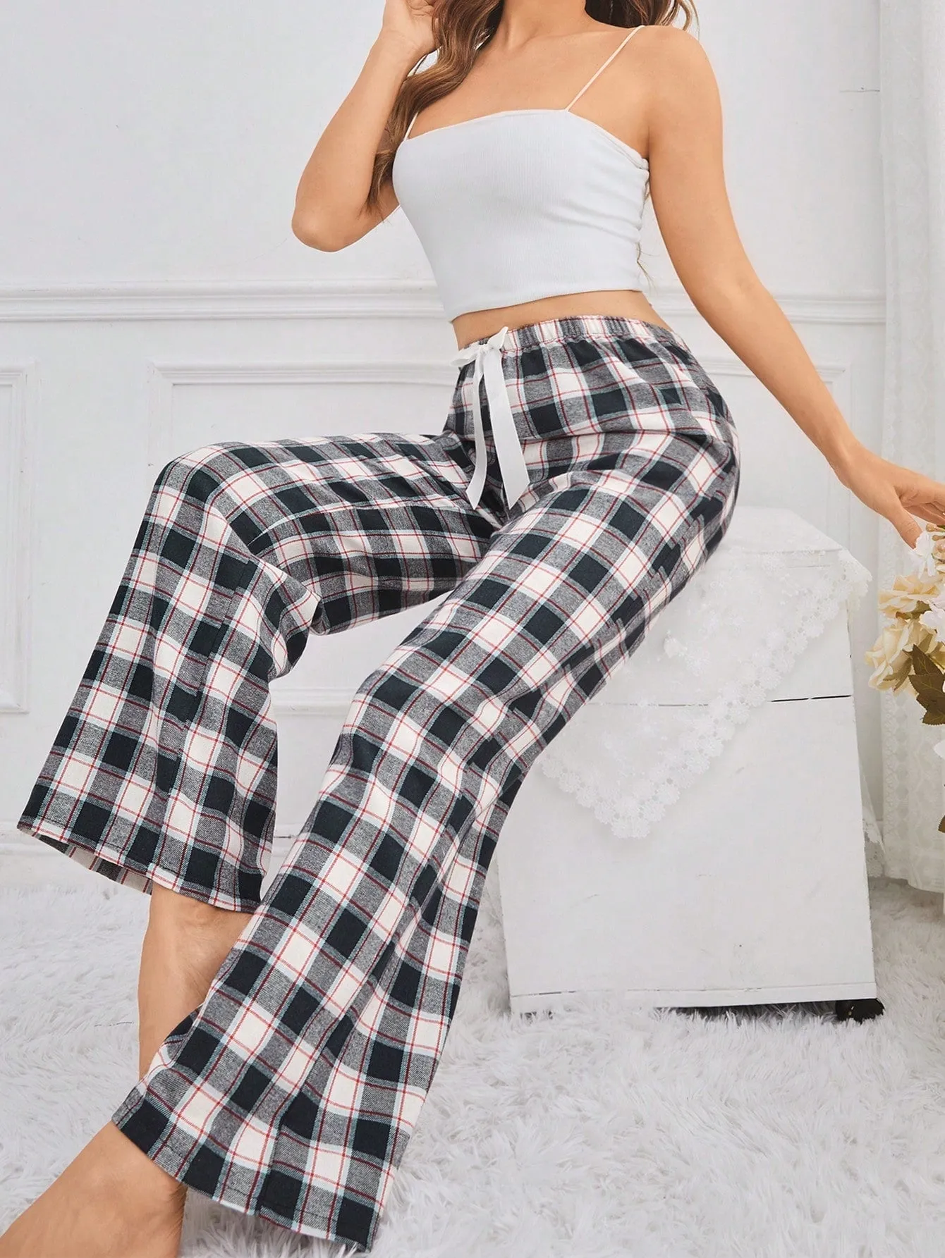 Plaid Sleep Pants Single Piece