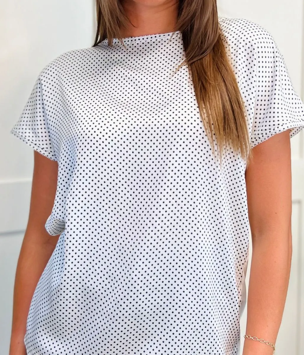 Polka Dot Satin Front Top