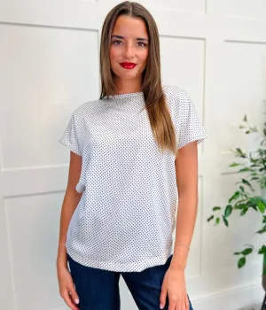 Polka Dot Satin Front Top