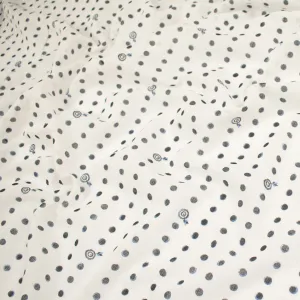 Printed Cotton Voile Design-9 Black & Blue Dots on White