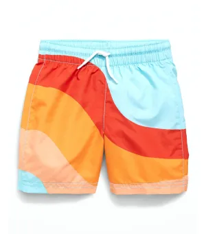 Printed Swim Trunks for Toddler Boys - Warm Sunset