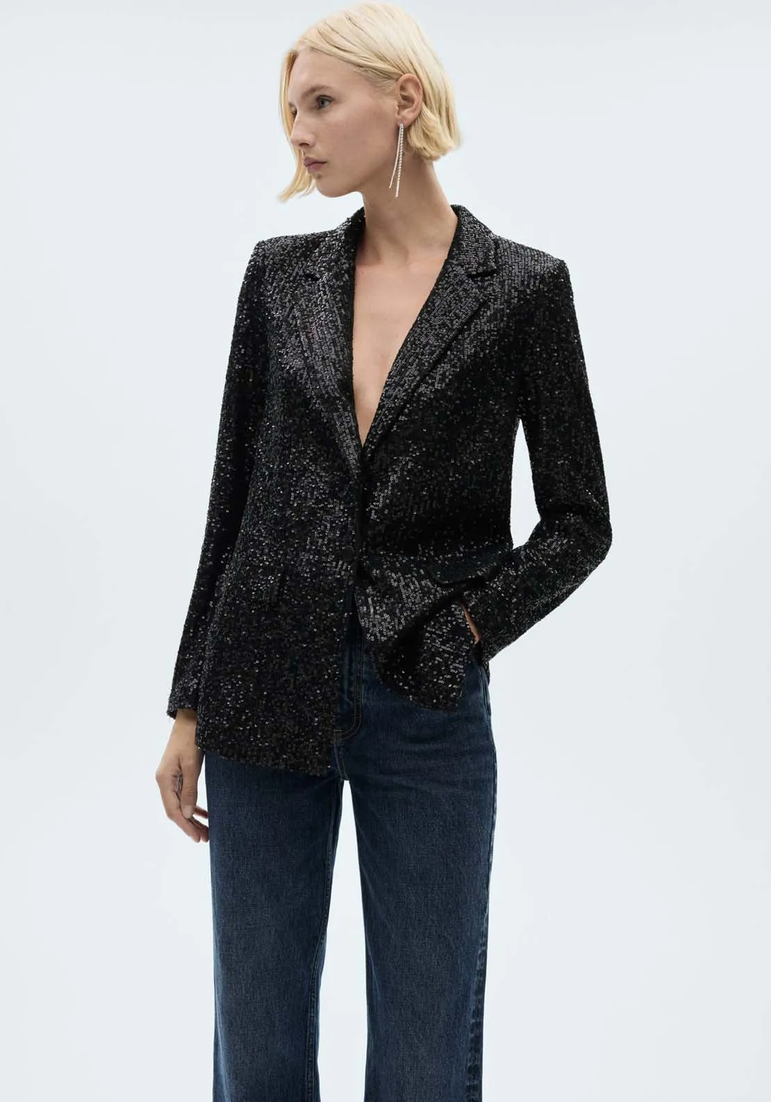 Sequined suit jacket - Black