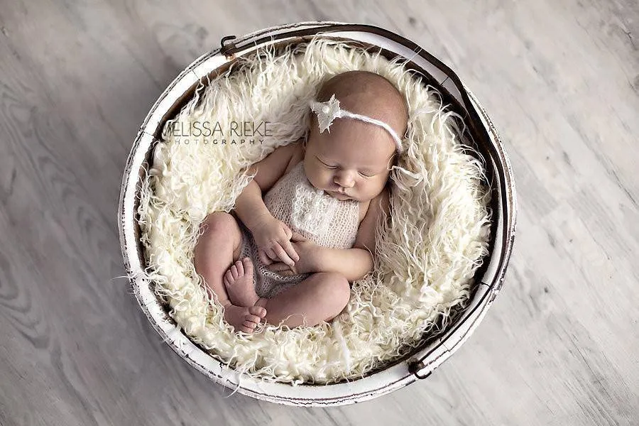 SET Beige Mohair Overalls Pants and Lace Pearl Headband