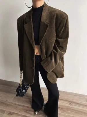 Single Breasted Graceful Corduroy Blazer