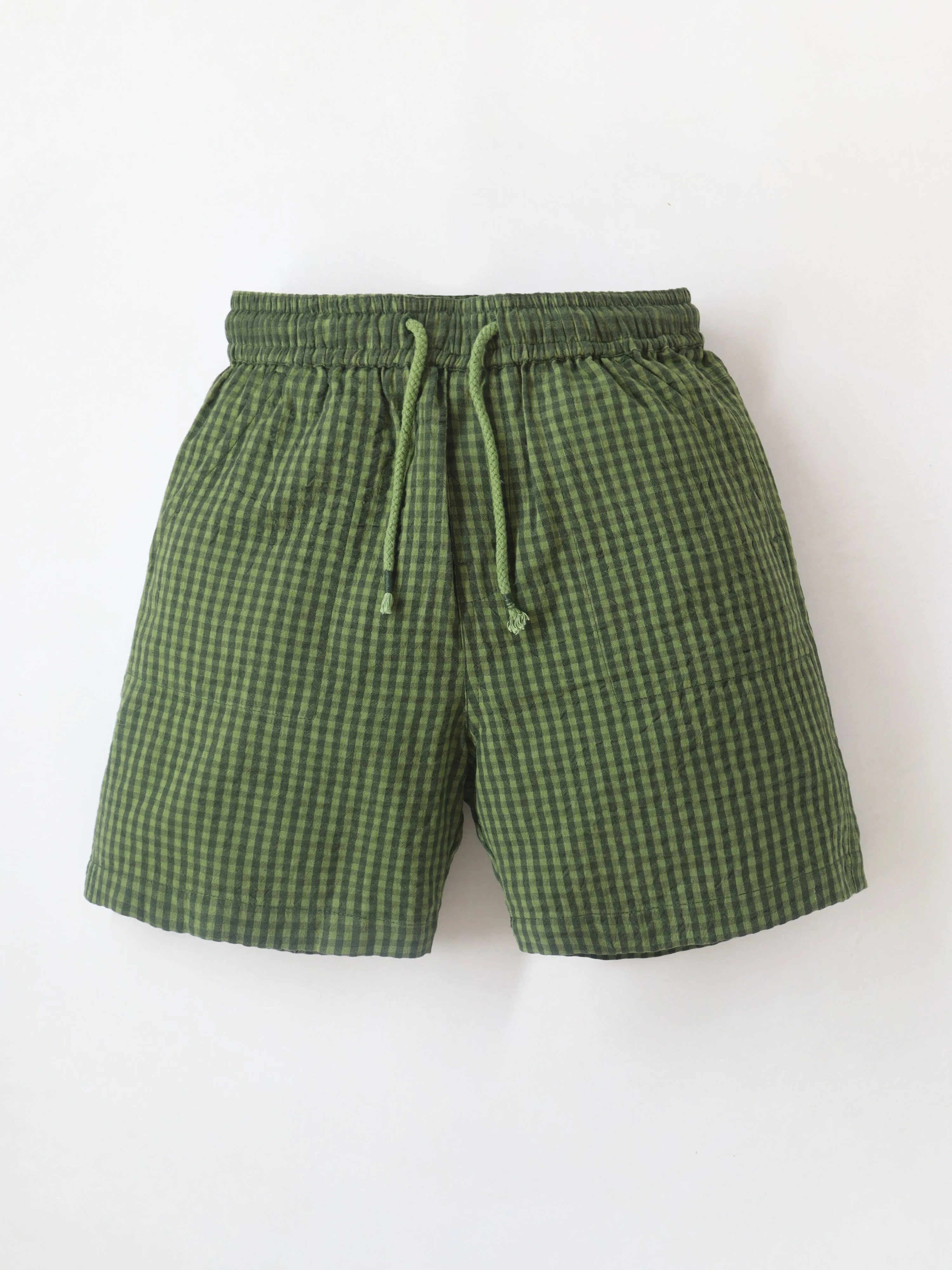 Smart Casual Cotton Olive Knee Length Elasticated & Drawstring with Pockets Shorts For Boys