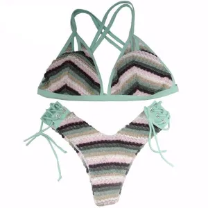 Stretch Knit Bikini Crochet Swimwear