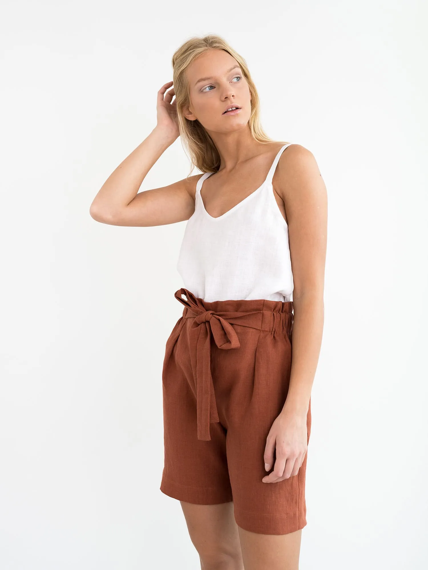 Tie-Waist Linen Shorts