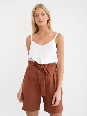 Tie-Waist Linen Shorts