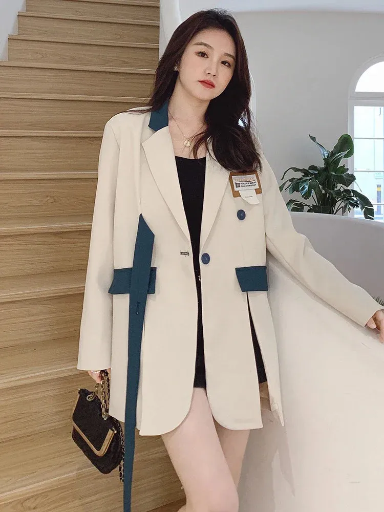 White Vintage Gothic Long Sleeve Blazer