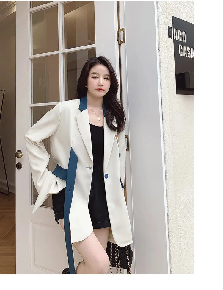 White Vintage Gothic Long Sleeve Blazer