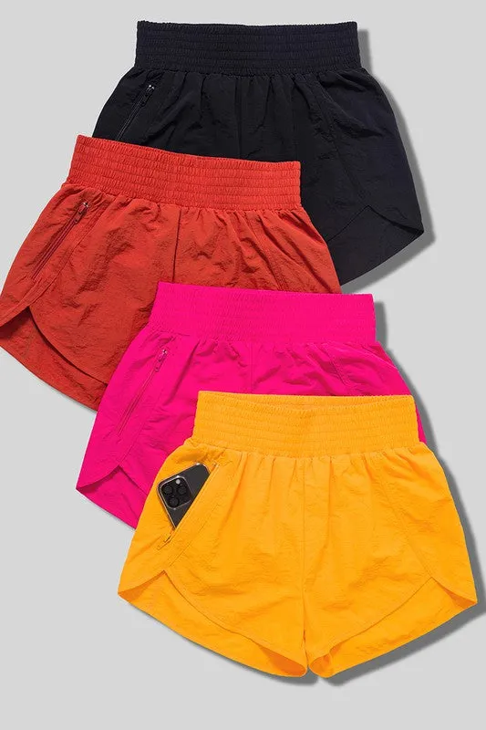 WINDBREAKER SMOCKED WAISTBAND RUNNING SHORTS