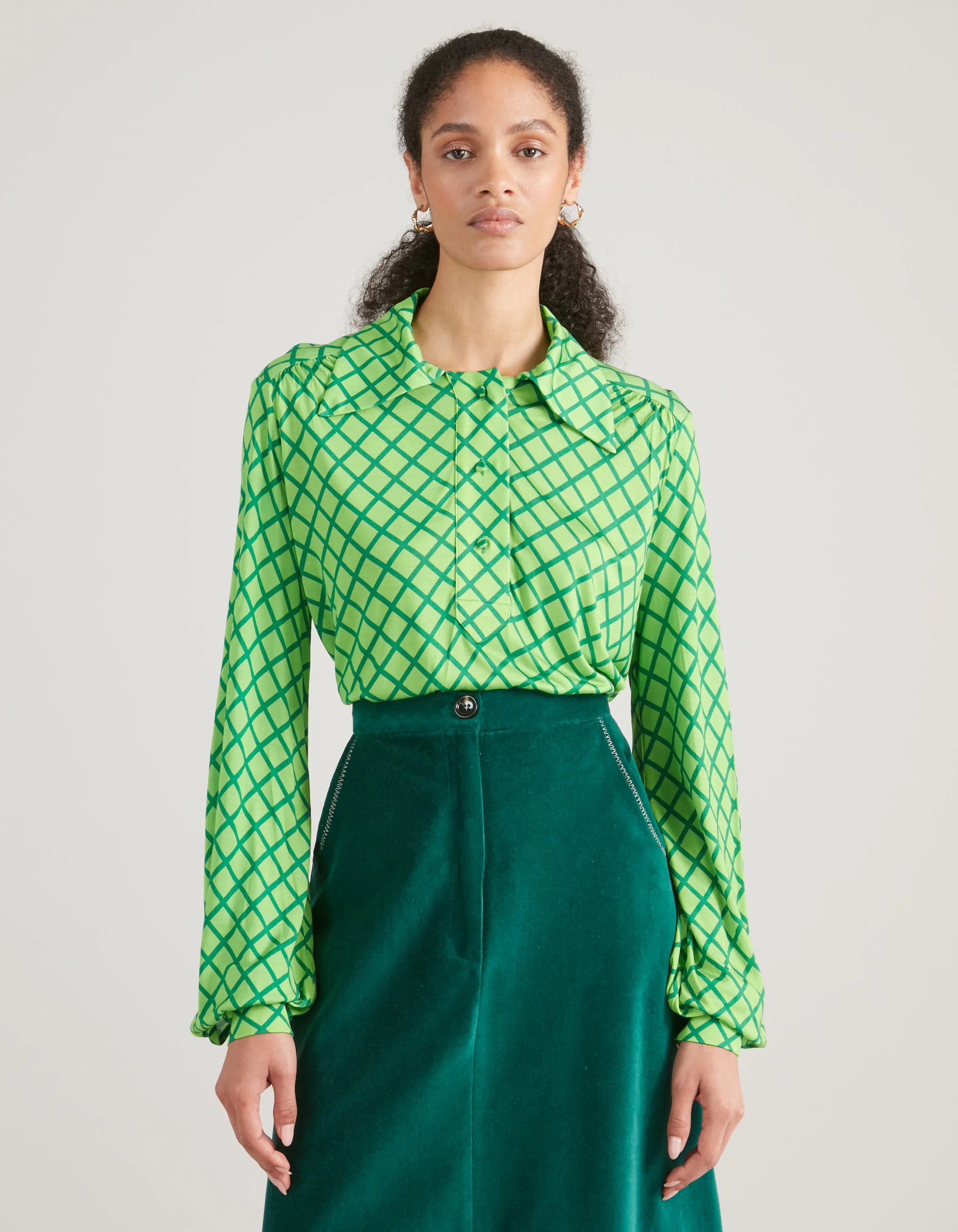 Winnie Green Mesh Silk Jersey Shirt