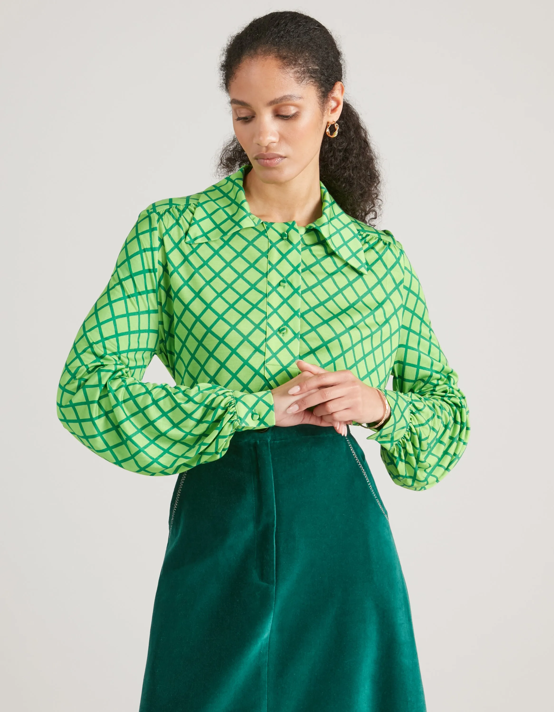 Winnie Green Mesh Silk Jersey Shirt