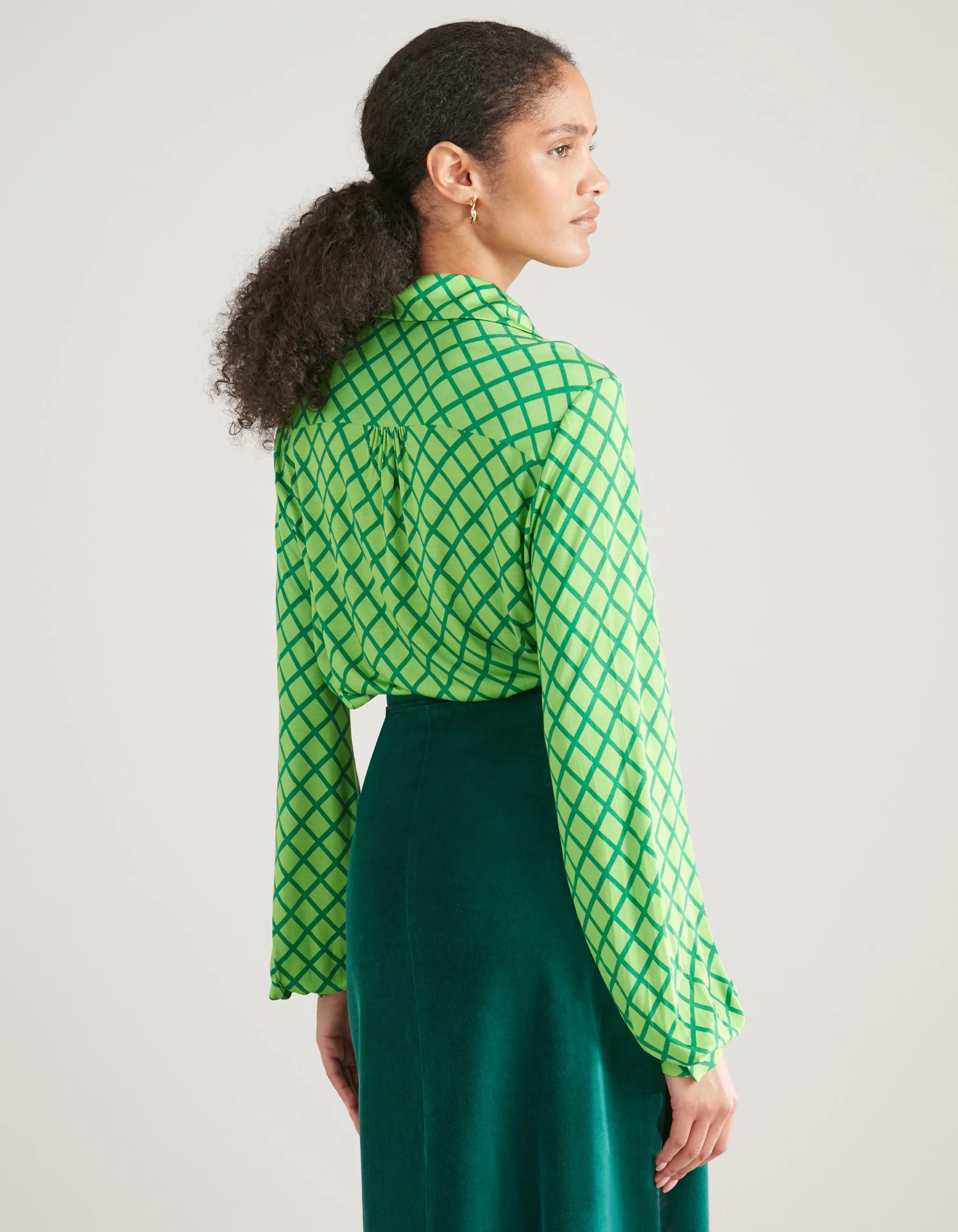 Winnie Green Mesh Silk Jersey Shirt