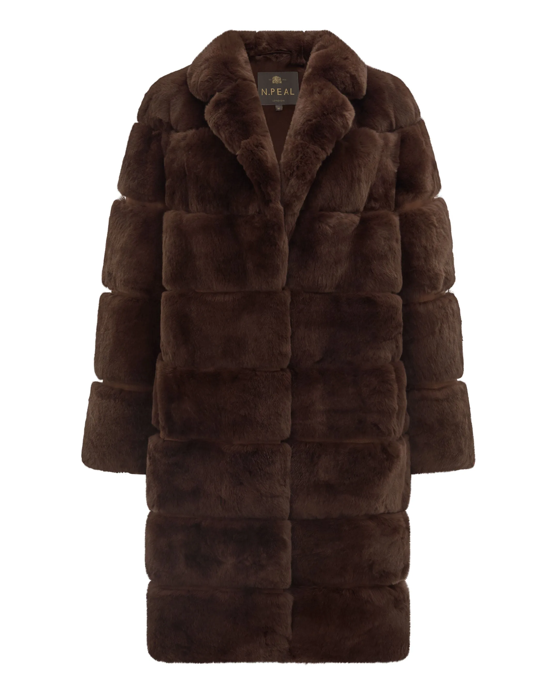 Women's Long Rex Rabbit Coat Chocolate Brown