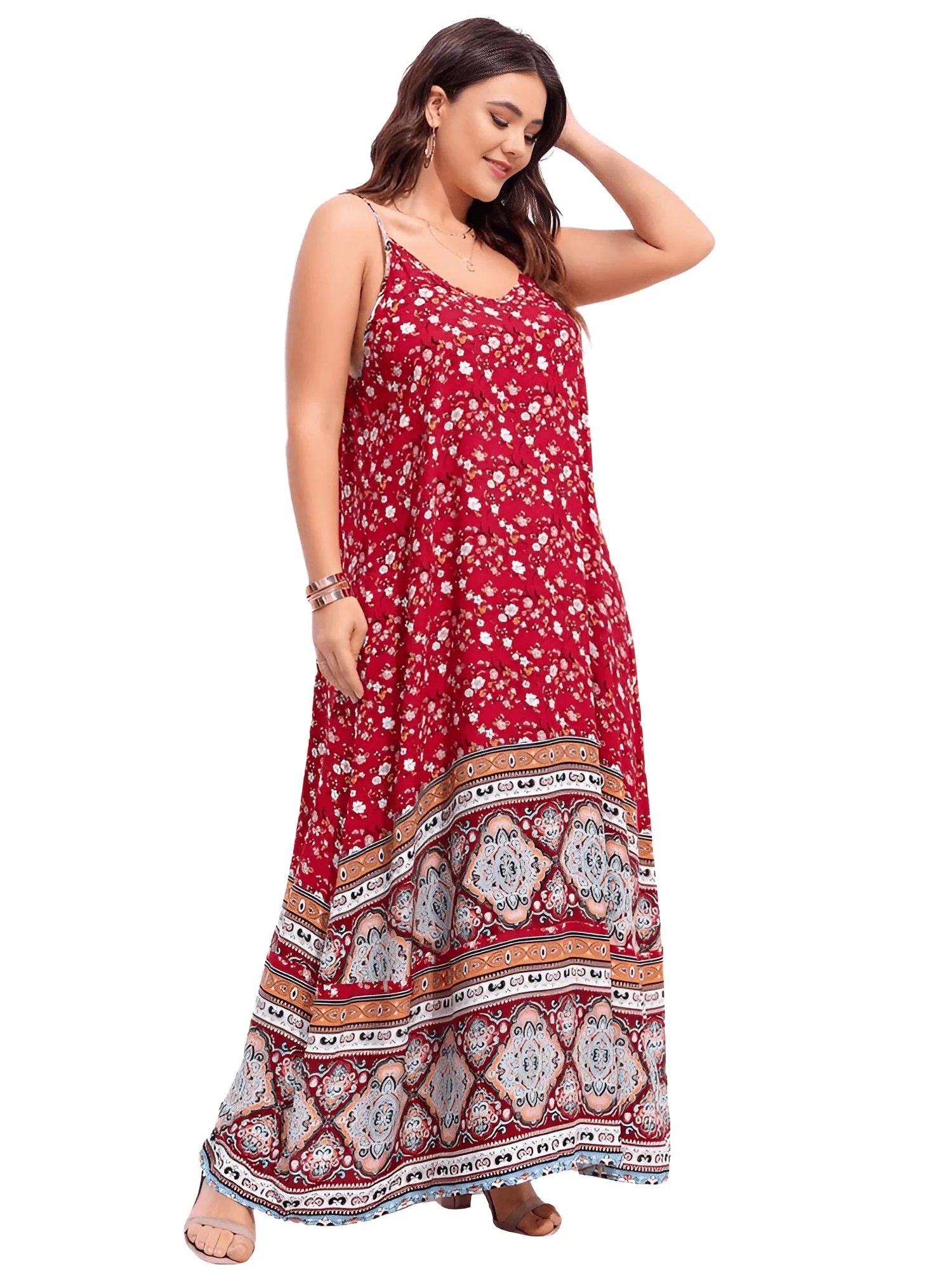 Women's Plus Size Floral Maxi Cami Dress