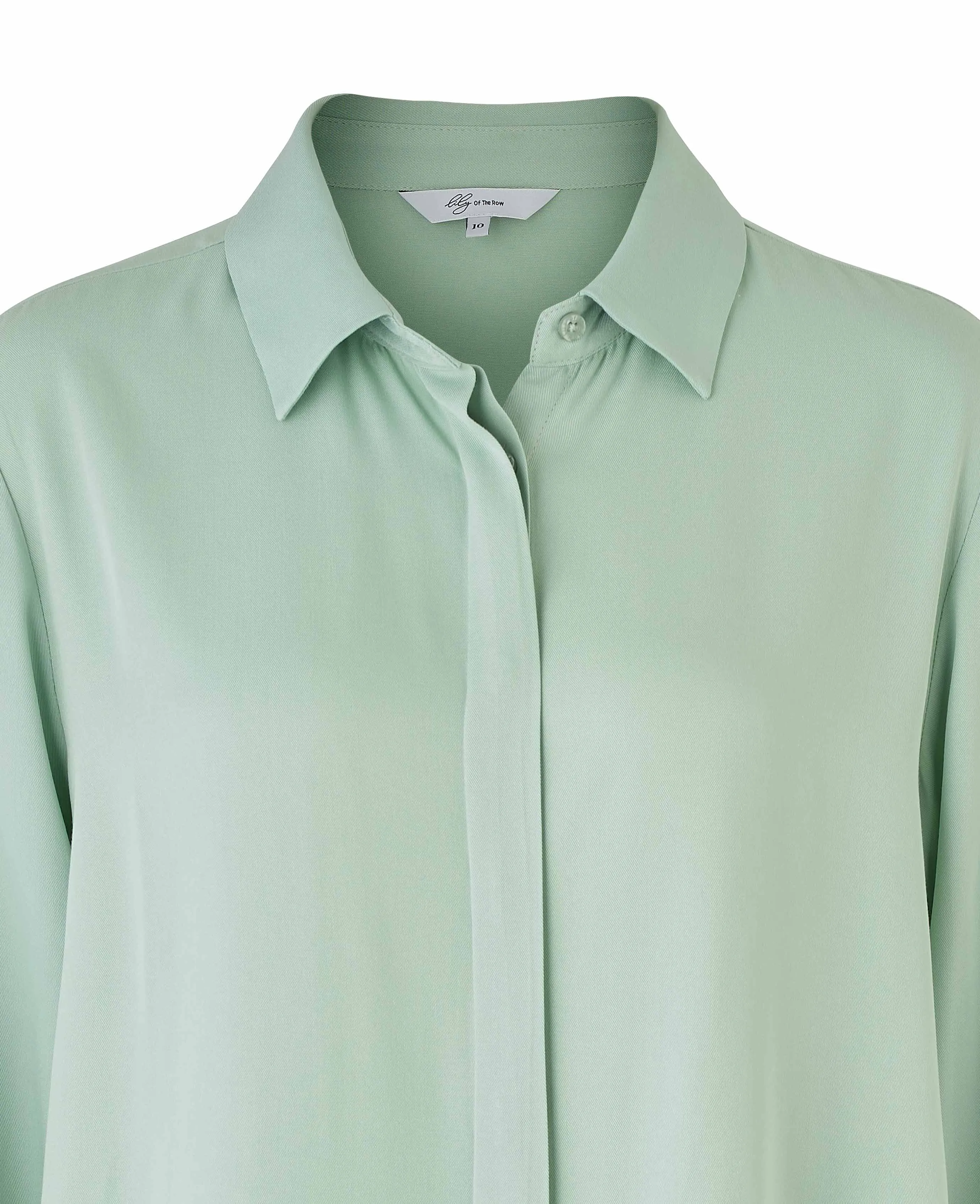 Women's Sage Green Viscose Twill Boyfriend Fit Shirt