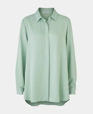 Women's Sage Green Viscose Twill Boyfriend Fit Shirt